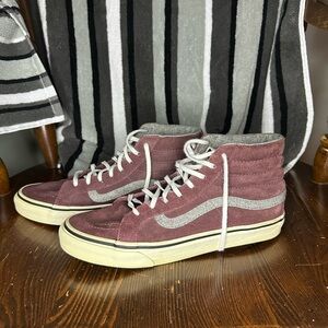 Vans Sk8-Hi Women's Size 8.5 Burgundy Gray Comfort Skate Sneakers Shoes